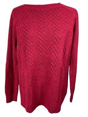 Sonoma Women's Sweater Red Marled Crew Neck Size L Large Long Sleeve